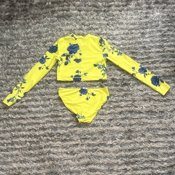 Beautiful Melrose and Market Yellow and Blue Floral Rashguard Set, XXS - Picture 2 of 4